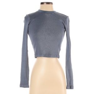 Aritzia TNA cropped ribbed long sleeve blue S
